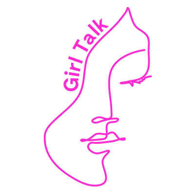 Girl Talk Session Logo showing pink line drawing of a woman's face.