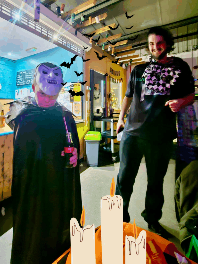 Client with learning disabilities in Sheffield having fun at Halloween