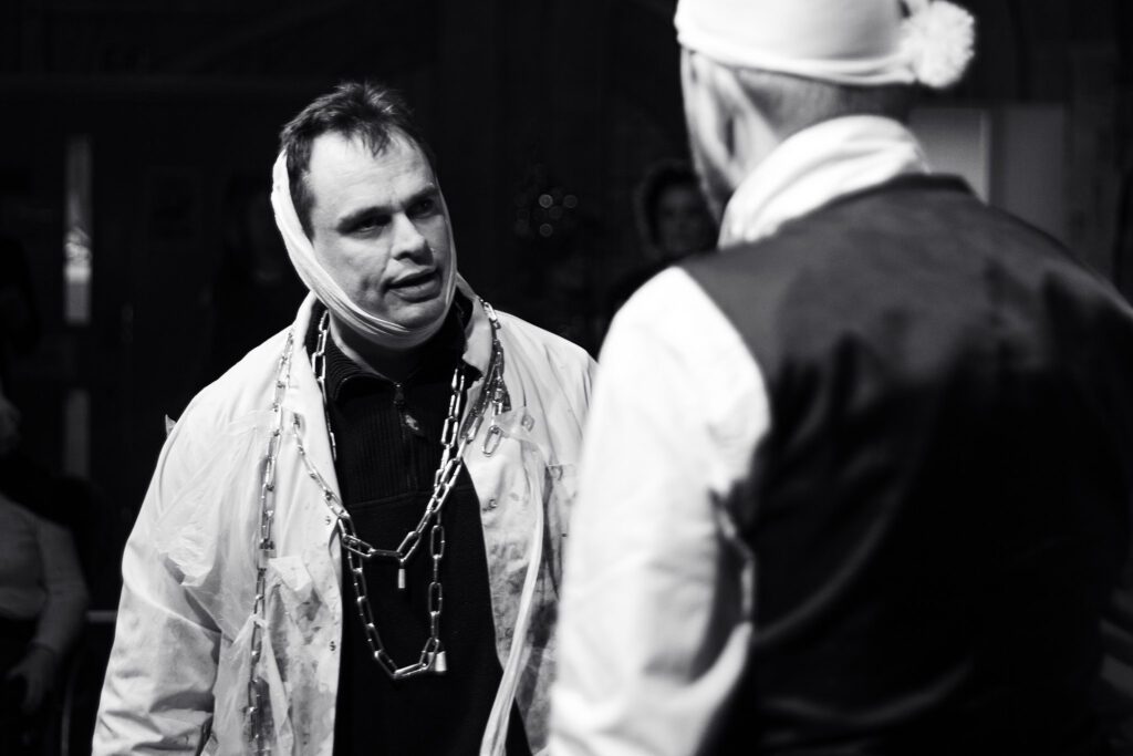 Disabled clients giving performance of A Christmas Carol for a Sheffield charity