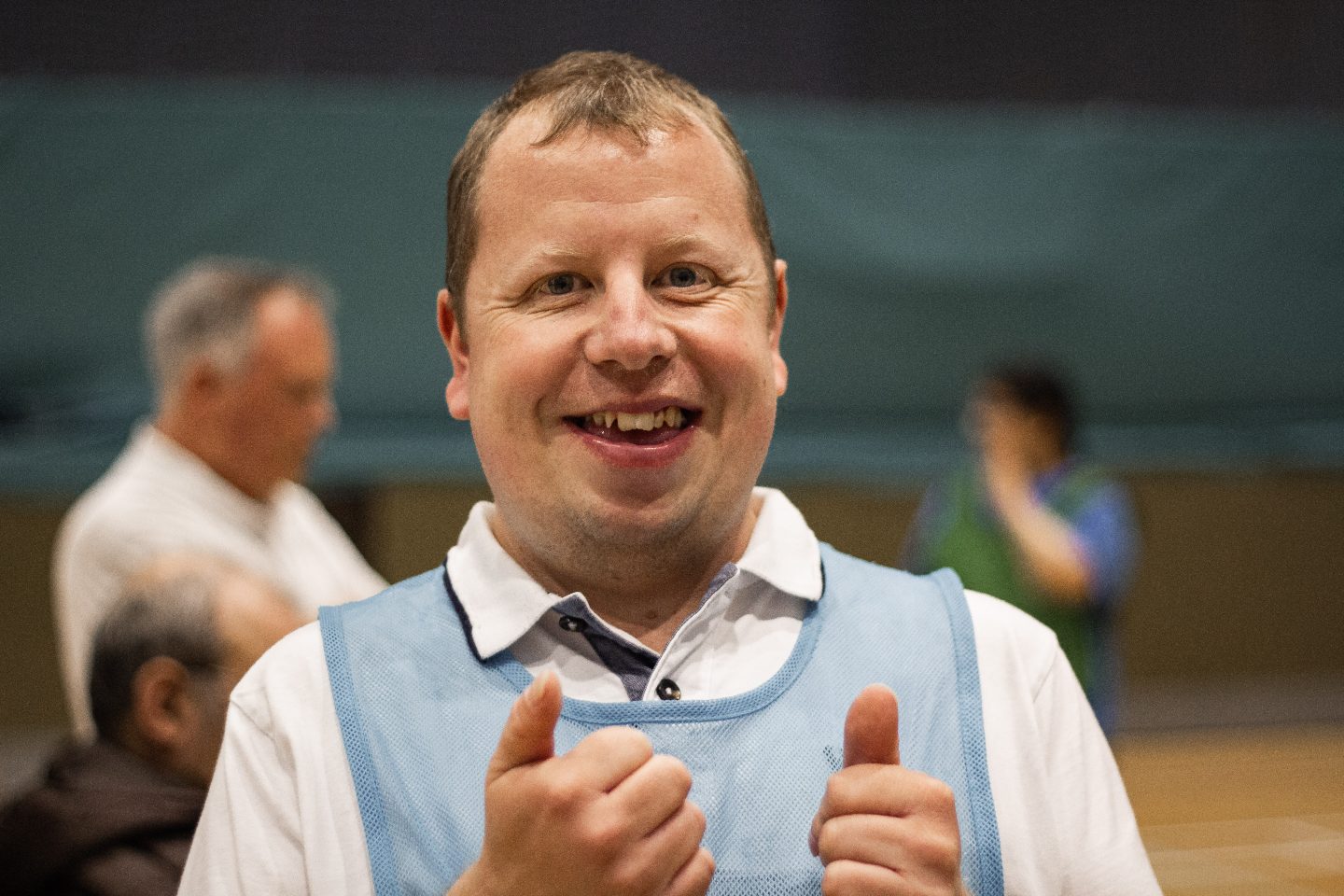 Young man with learning disabilities at sports day event for Burton Street Foundation in Sheffield