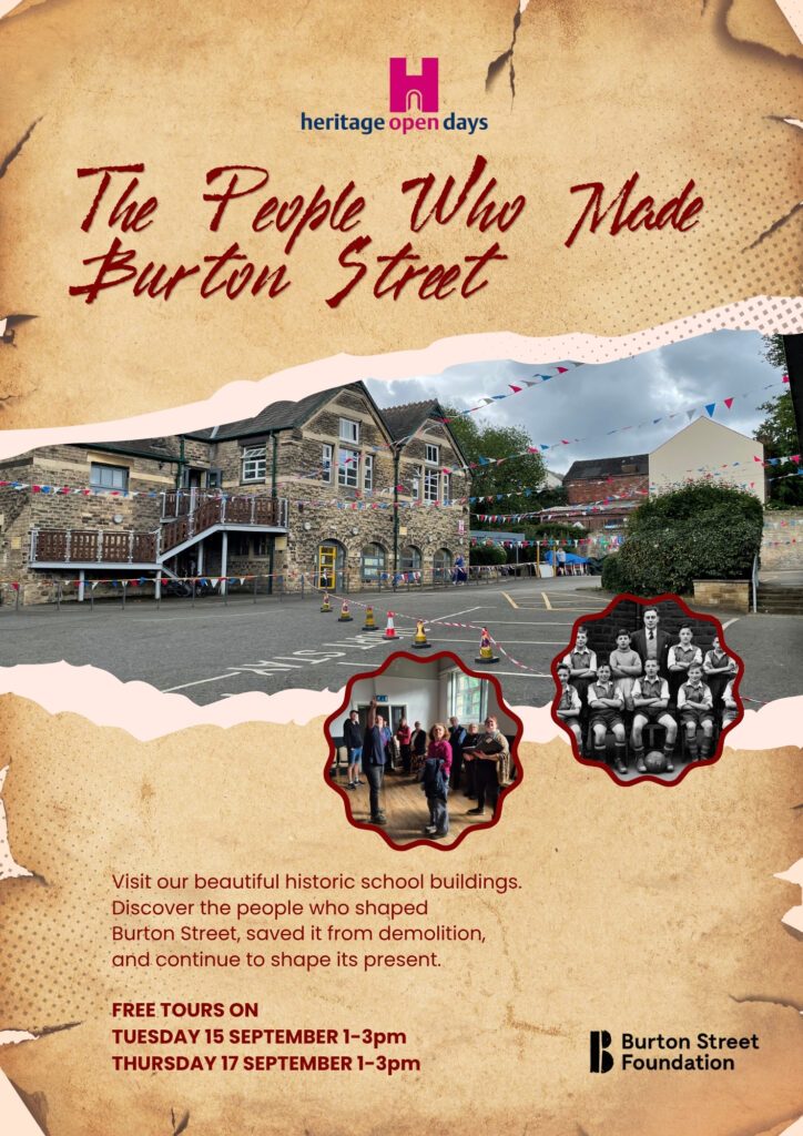 Poster for Heritage Days where Burton Street Foundation opens the doors of its historical site for the public